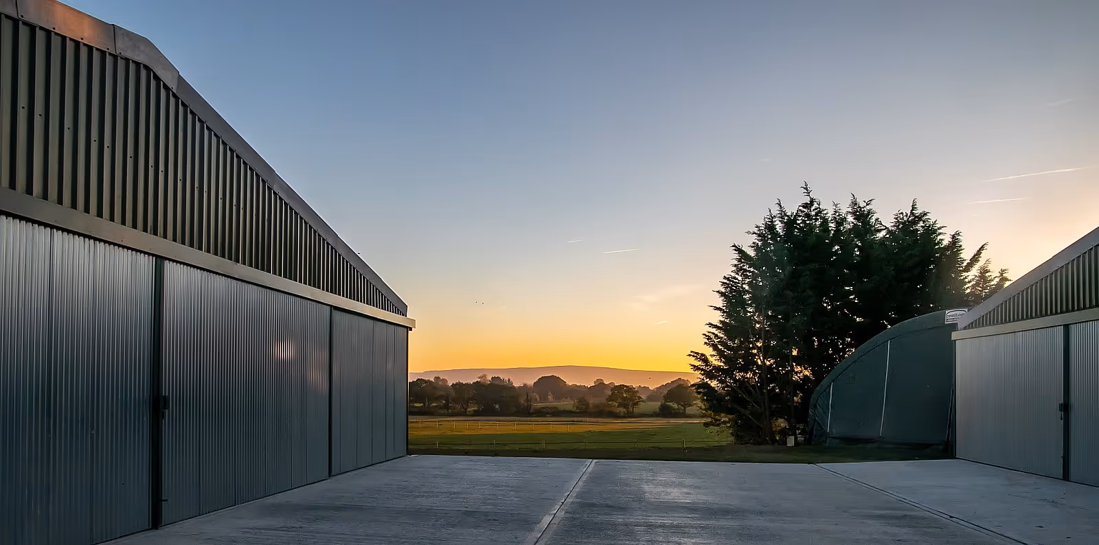 Hangars at Deanland Airfield, East Sussex